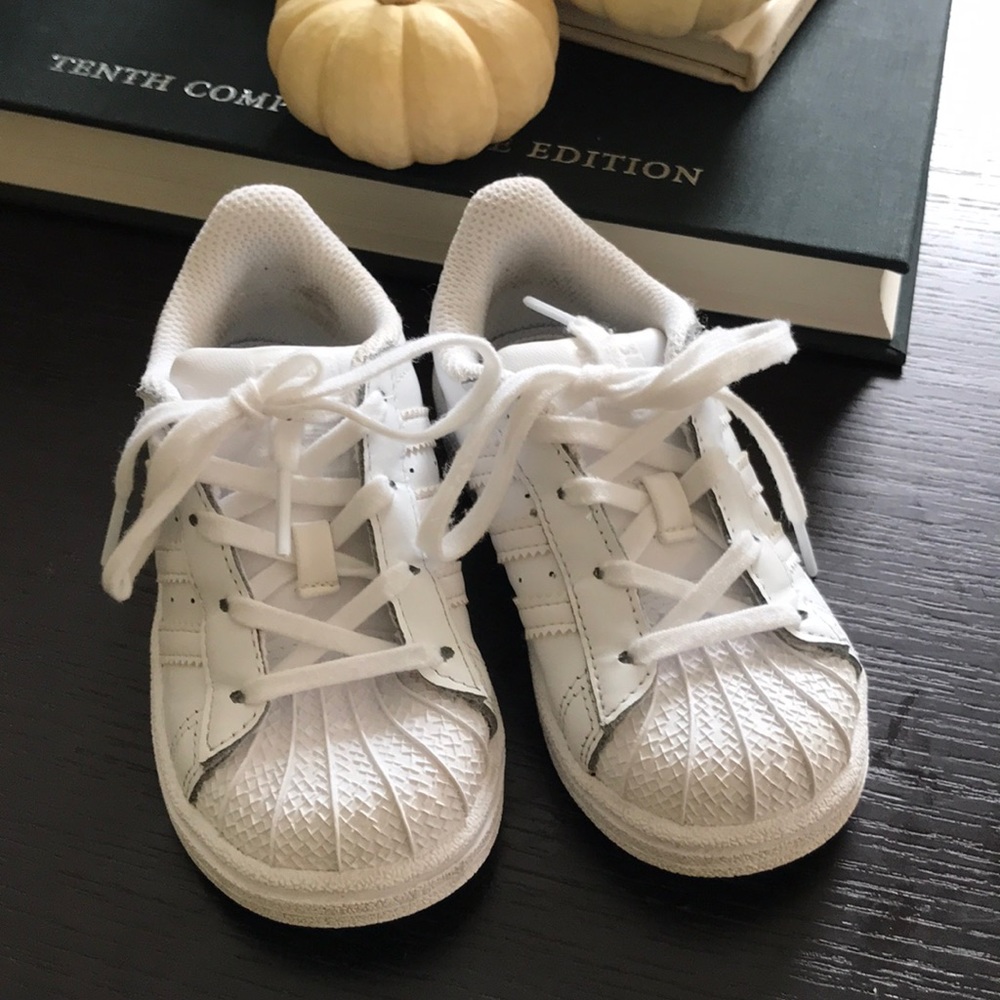 All white addidas sneakers size 8